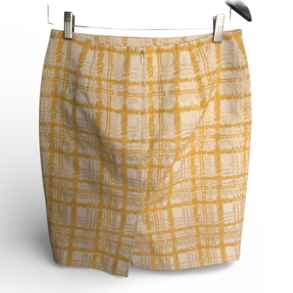 Talbots Tartan Plaid Pencil Skirt - Yellow & Cream Size 6P - Picture 2 of 8